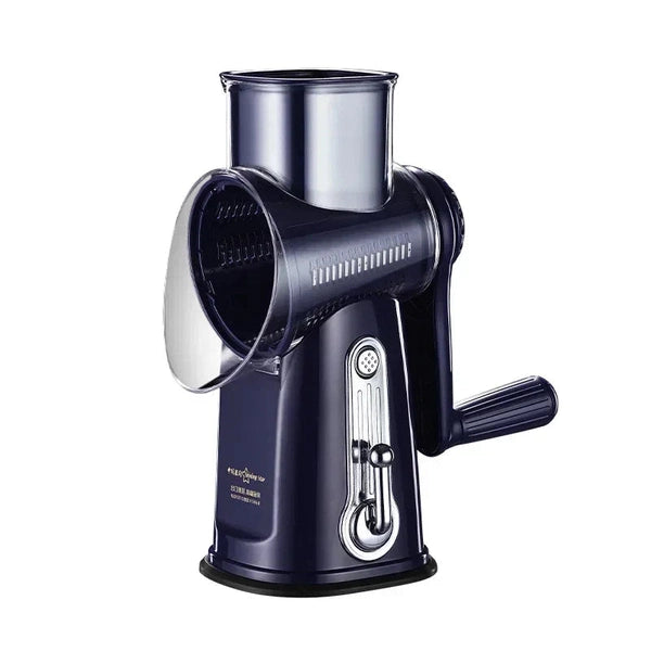 Rotary Cheese Grater Shredder, Round Mandoline Slicer with Handle and 5 Drum Blades