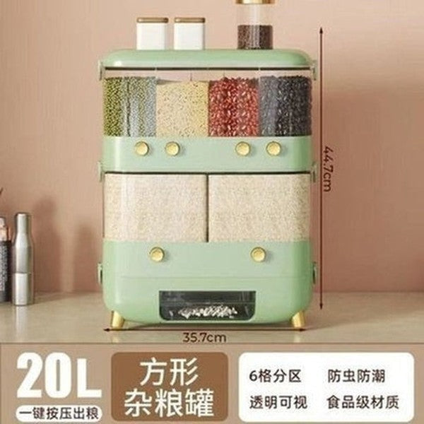 sealed rice storage box home wall mounted cereal grain container dry food dispenser grain storage jar kitchen closet organizer. food storage: food storage containers.