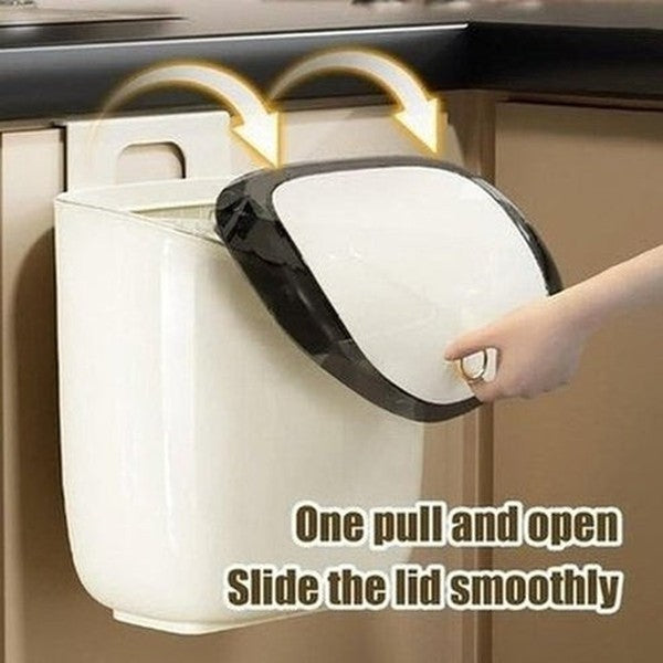 Wall-Mounted Kitchen Trash Can Large Capacity Kitchen Garbage Cans With Lid Hanging Trash Bin For Bathroom Cabinet Door. Type: Trash Cans and Wastebaskets