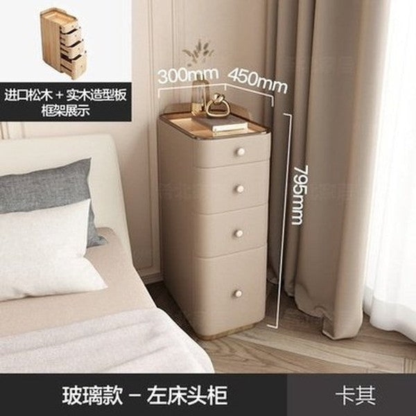 Light luxury smart bedside table lamp integrated modern simple storage high sense high glass bedside table with lamp. Furniture. Tables. Nightstands.