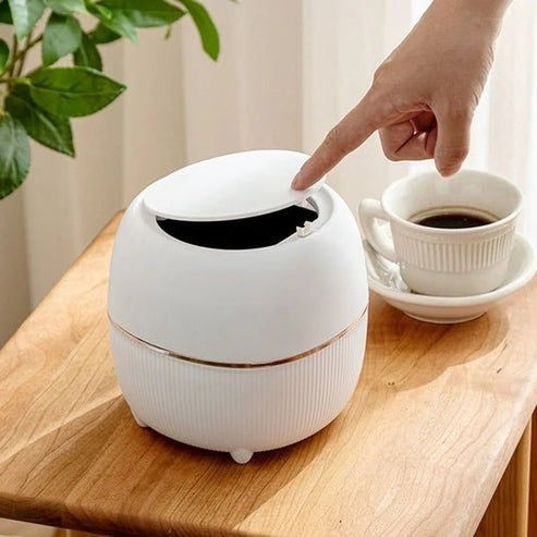 Elegant Mini Desk Trash Can with Pop-Up Lid | Multifunctional Waste Bin for Office & Home