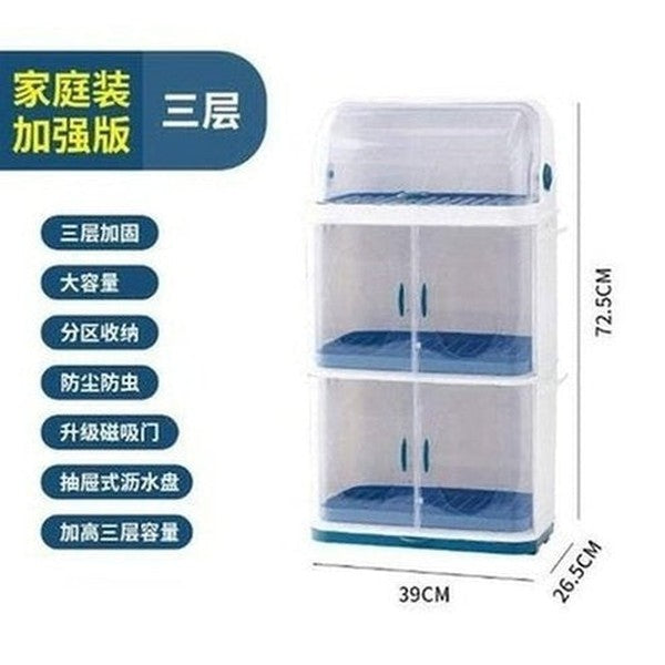 Plastic Drain Dish Storage Shelves with Transparent Lid