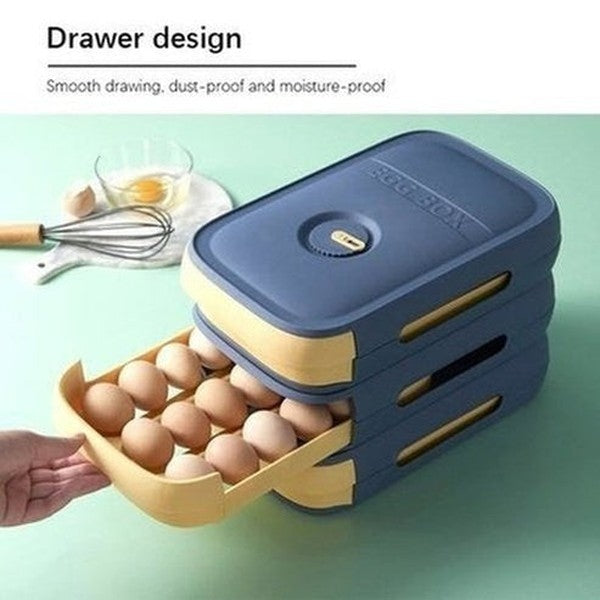 Stackable Egg Holder Storage Box Drawer Automatic Rolling Refrigerator Egg Organizer Container Space Saver Kitchen Organizer. Food Storage: Food Storage Containers.