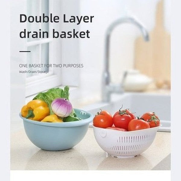 Rotatable Double-layer Food Washing Colander