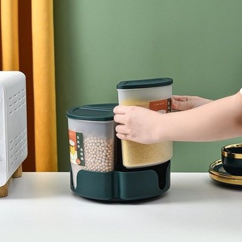 Rotating Cookie Stand Food Fruit Bean Grain Dog Cans Bucket Containers Lids Cereal Pasta Nut Home Container Dry Beans Grid Dispenser. Type: Food Storage Containers.