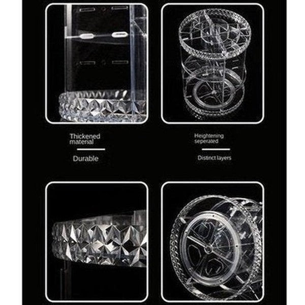 Rotating Transparent Cosmetic Storage Box Acrylic Dressing Lipstick Skin Care Brush Shelf Organizer For Cosmetics. Storage & Organization: Household Storage Containers.