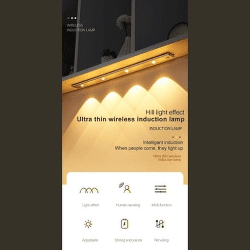 Ultra-thin LED Light Cabinet Lamp PIR Motion Sensor Wireless USB Rechargeable Night Light Wardrobe Closet Indoor Lighting. Type: Night Lights & Ambient Lighting.