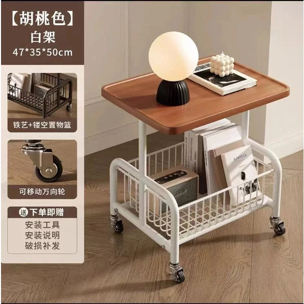 Movable Sofa Side Table – Living Room Coffee Table, Bedside Shelf