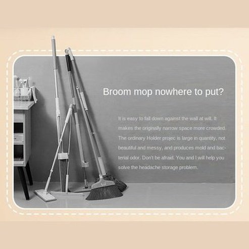 Cartoon Broom Holder Heavy Duty Practical Clip Mop Organizer Wall Mount Hook Stainless Steel Storage Space Saving Hanger Use: Sundries: Storage Hooks and Racks.