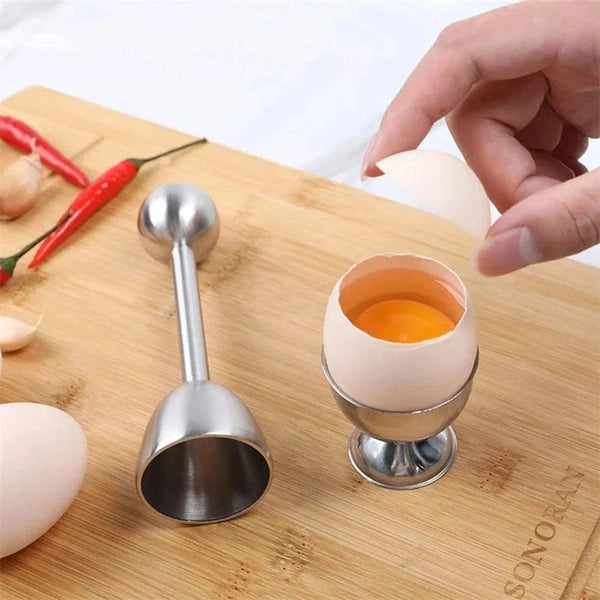 Egg Shell Opener, Stainless Steel Egg Cup Holder