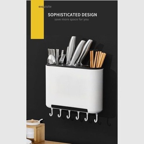 Wall Mount Storage Box Cutlery Holder Organizer Space Saving Holder Wall Hanging Protect Blades Knife Storage Kitchen Accessories: Knife Blocks & Holders