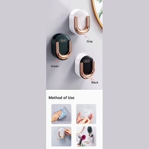 Hair Dryer Rack Wall-Mounted Bathroom Organizer Shelf with Hidden Hook Bathroom Storage Holder. Bathroom Accessories. Type: Bathroom Accessory Mounts.