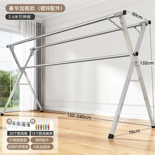 Telescopic Stainless Steel Drying Rack for Indoor & Outdoor Use