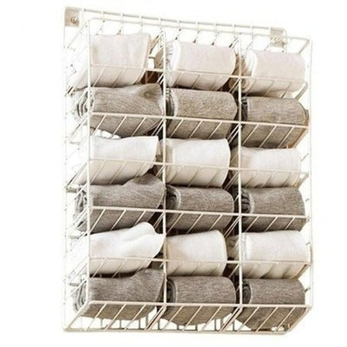 Iron Wall-Mounted Underwear and Socks Rack with Stickers, offering a High-capacity, Punch-Free Hanging. Storage and Organization. Type: Storage Hooks & Racks.