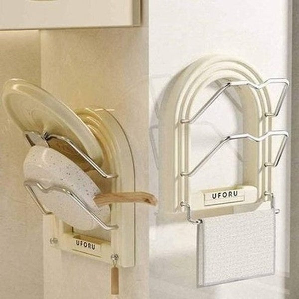 Practical Wall Hanging Pot Cover Rack for Kitchen Organization