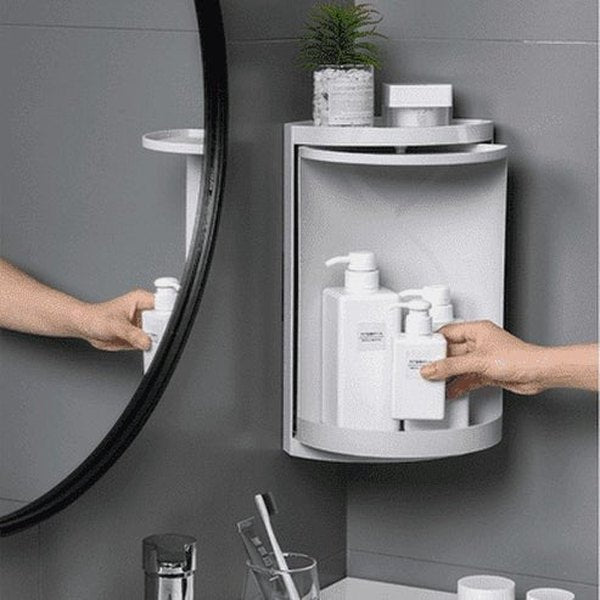 2 Layer Shower Corner Shampoo Shelf Storage 360 Rotating Wall-Mounted Shelf Shampoo Cosmetics Household Bathroom. Product Type: Bathroom Accessory Mounts.