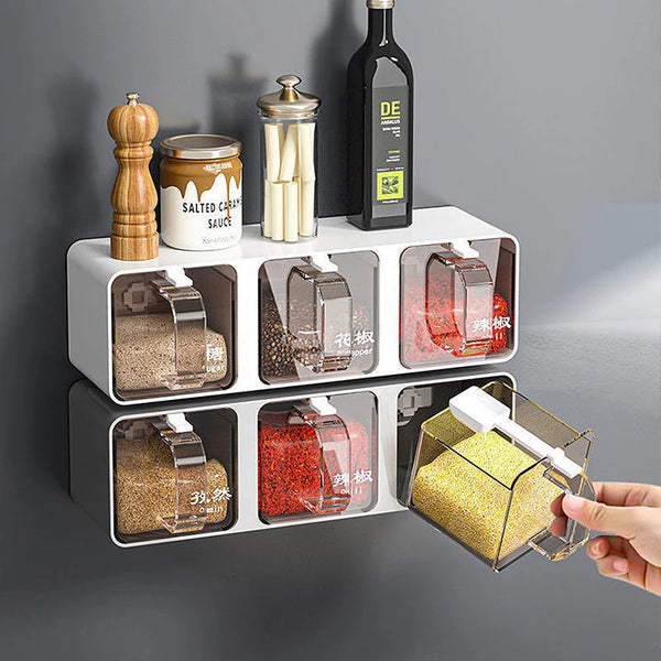 Wall-Mount Spice Organizer Box Set with Spoons