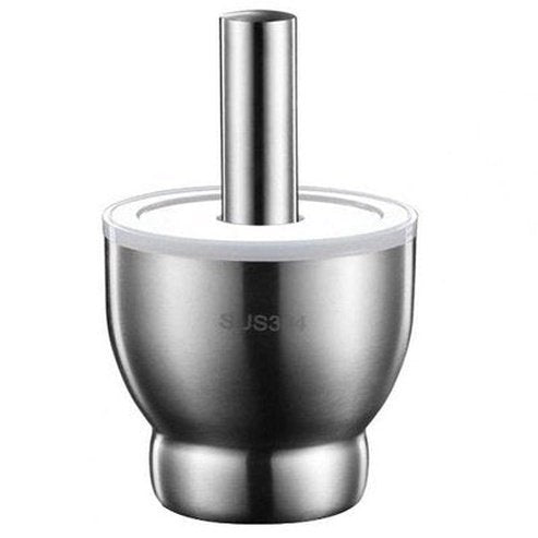 Splash-proof Steel Garlic Crusher Set Shock Absorption Anti-corrosion Impact-resistant Rust-proof Drum Shape Kitchen Garlic Press.