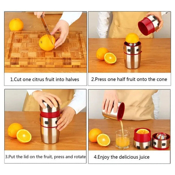 Citrus Juicer Manual Orange Juicers, Portable Stainless Steel Hand Grapefruit Squeezer