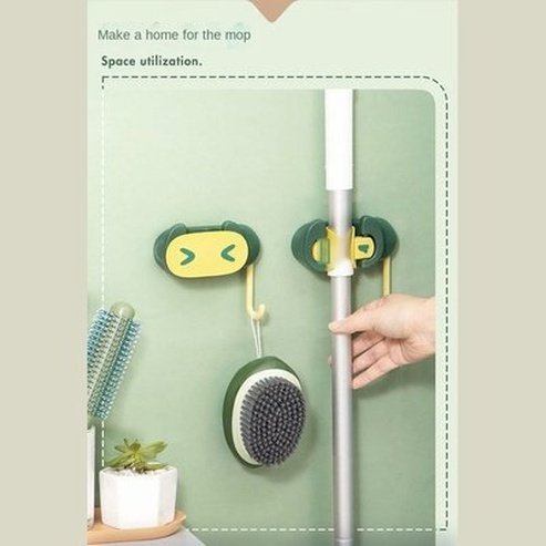 Cartoon Broom Holder Heavy Duty Practical Clip Mop Organizer Wall Mount Hook Stainless Steel Storage Space Saving Hanger Use: Sundries: Storage Hooks and Racks.