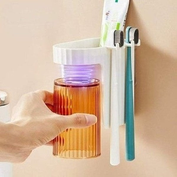 Wall-mounted Magnetic Mouthwash Cup Toothbrush Rack