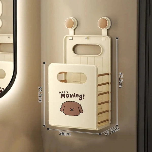 Suction Cup Foldable Laundry Basket, Hollow Out with Handle Dirty Clothes Storage Bins