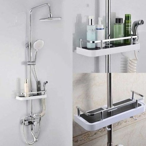 shower accessories storage pole rack. bathroom pole shelf shower bath storage shelf hollow tray holder organizer. bathroom accessories: bathroom accessory mounts.