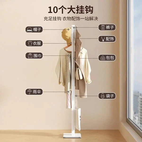 Balcony Clothes Drying Coat Rack, Bedroom Foldable Storage Coat Clothes Hanger