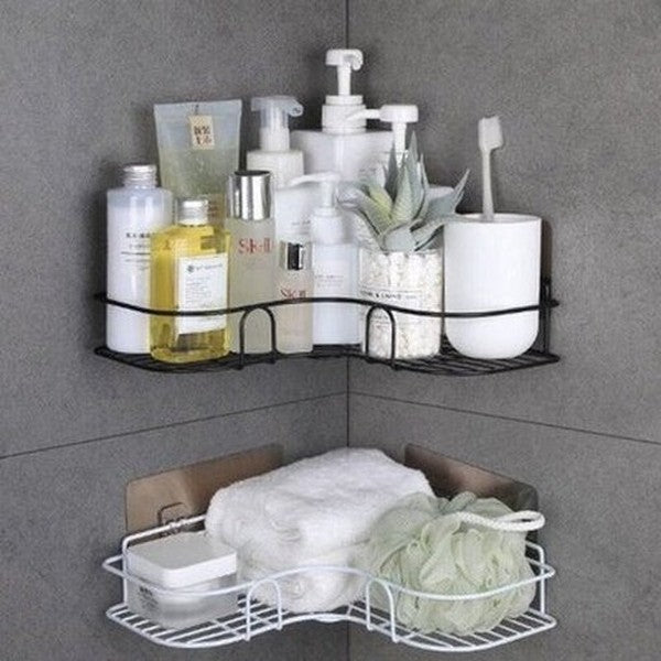 Wall-Mounted Metal Corner Bathroom Storage Rack