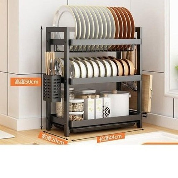 Multi-functional Pantry Kitchen Counter Shelf Organizer Dish Drainer Tableware Drainboard Bowl Plate Drying Rack Spice Storage. Type: Dish Racks & Drain Boards