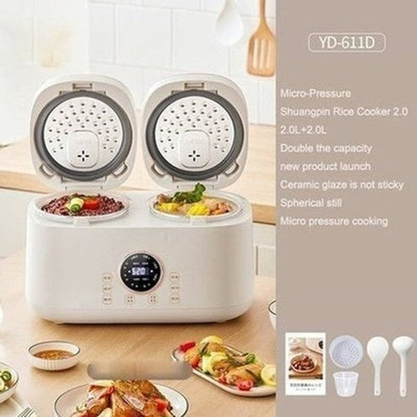 Double Gallbladder Intelligent Rice Cooker Mini Multi-function Household Double Combination Rice Cooker 3-4 People. Kitchen Appliances: Food Cookers and Steamers.