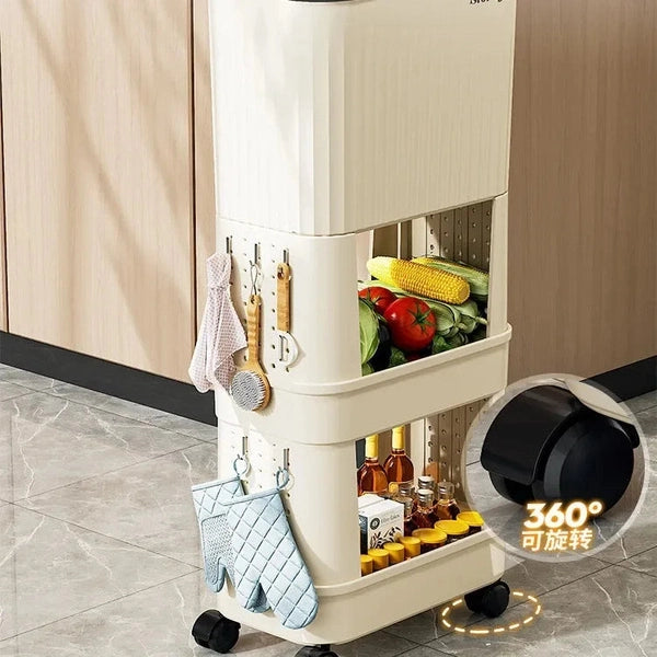 Japanese-Style Sliding Cover Kitchen Trash Can