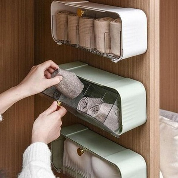 Wall Mount Drawer Organizer Wardrobe Storage Box Underwear Home Cabinet Divider Storage Closet Drawer Socks Bra Storage Box. Type: Household Storage Drawers.