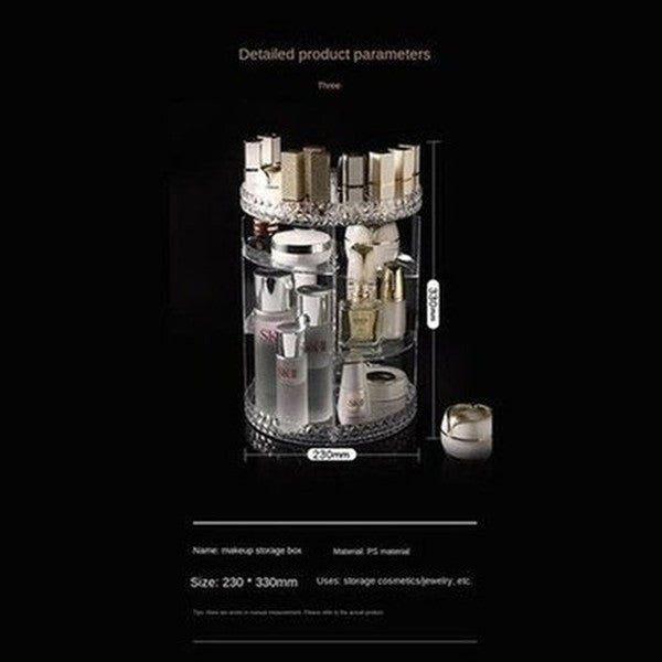 Rotating Transparent Cosmetic Storage Box Acrylic Dressing Lipstick Skin Care Brush Shelf Organizer For Cosmetics. Storage & Organization: Household Storage Containers.