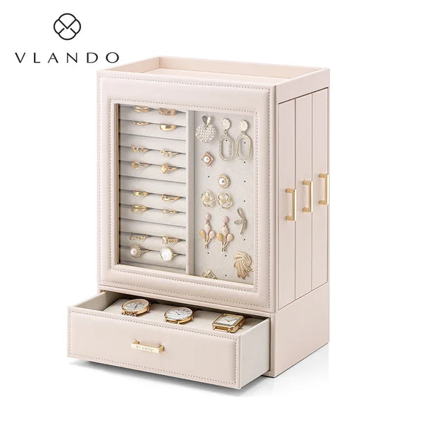 Luxury Leather Jewelry Organizer with Drawers