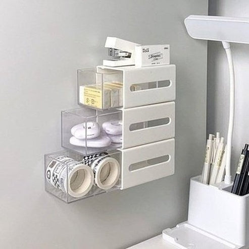 wall mounted storage box bathroom swabs jewelry organizer box home office sundries clips hairpin drawer. storage and organization: household storage containers.