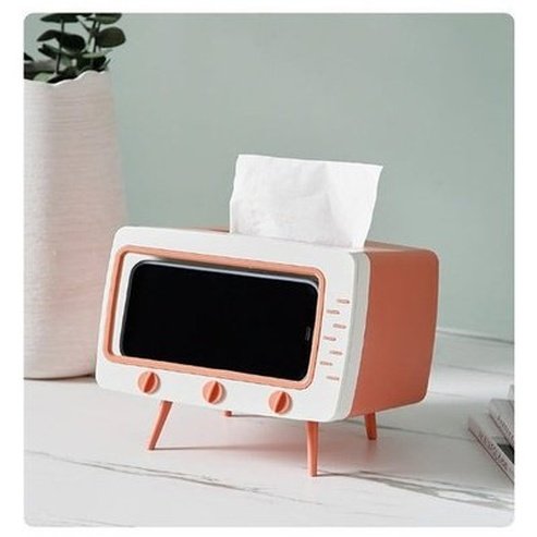 Original TV Tissue Box Paper Holder Dispenser Napkin Organizer Box with Mobile Phone Holder for Car Home Room. Bathroom Accessories. Type: Facial Tissue Holders