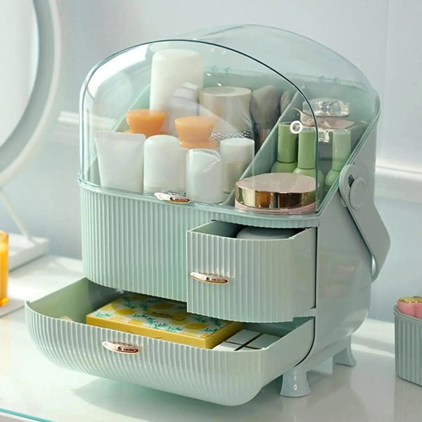 Portable Makeup Organizer with Dustproof Lid