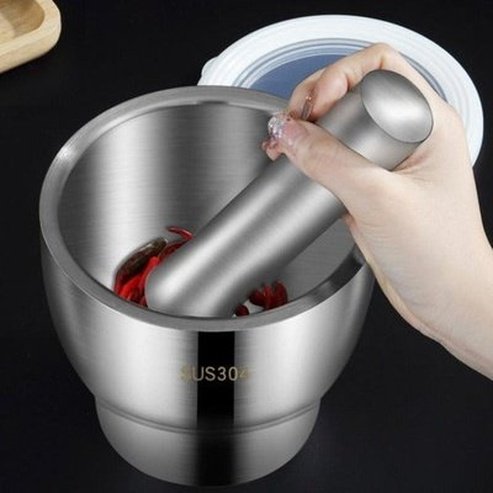 Splash-proof Steel Garlic Crusher Set Shock Absorption Anti-corrosion Impact-resistant Rust-proof Drum Shape Kitchen Garlic Press.