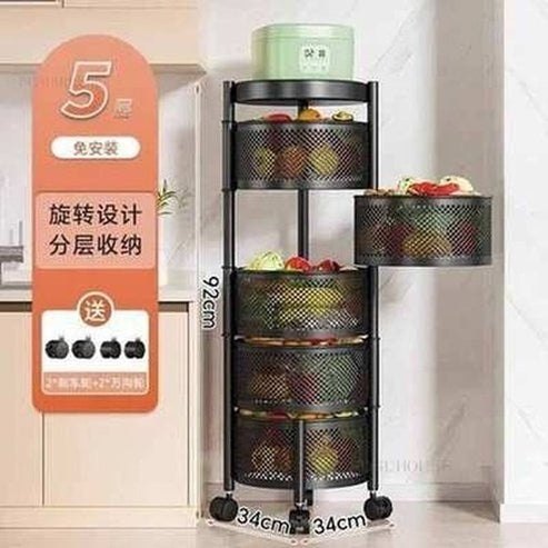 Multipurpose Rotating Kitchen Trolley with Wheels