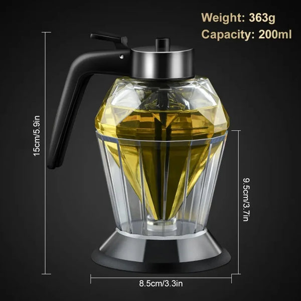 Diamond Shaped Glass Honey Dispenser with Stand