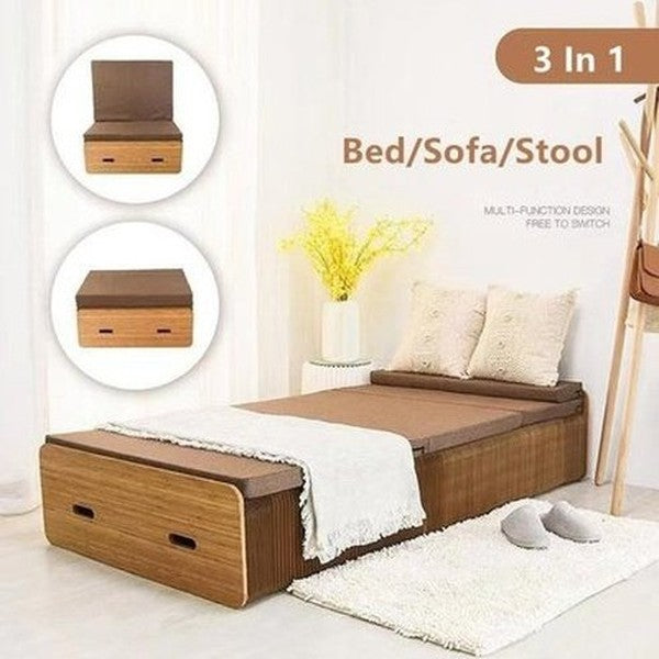 Expandable Durable Pressboard Cardboard Bed Creative Kraft Paper Folding Bed Bedroom Furniture Single Folding Guest Bed Folding Bed With Thick Memory Foam