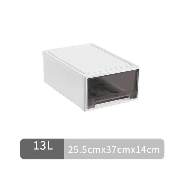 Stackable Clothes Storage Box, Modern Drawer Type Plastic Container with Lid