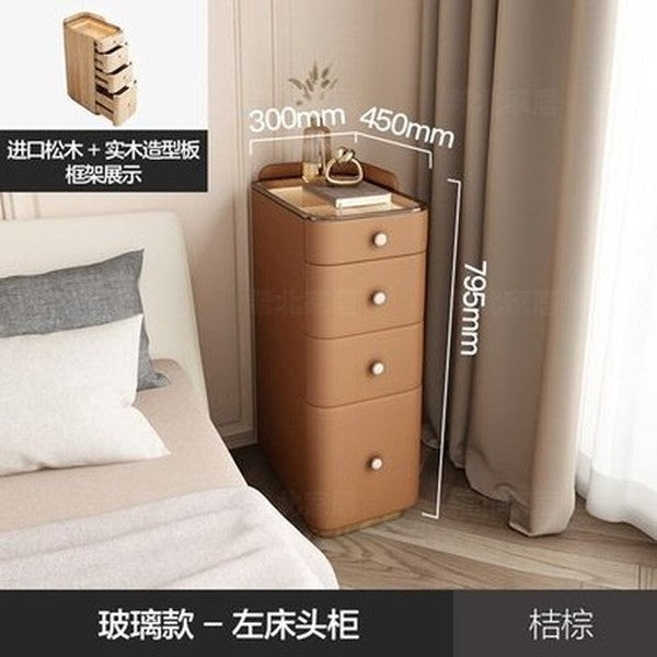 Light luxury smart bedside table lamp integrated modern simple storage high sense high glass bedside table with lamp. Furniture. Tables. Nightstands.