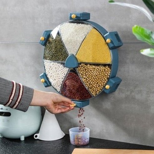 Windmill Cereal Storage Container. Creative Metal Safe Wall-Mounted Dry Food Cereal Dispenser Indoor Dry Food Storage Box