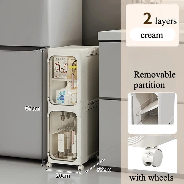 Movable Multilayer PP Rolling Cart Storage Organizer, Storage Rack Cart Shelf