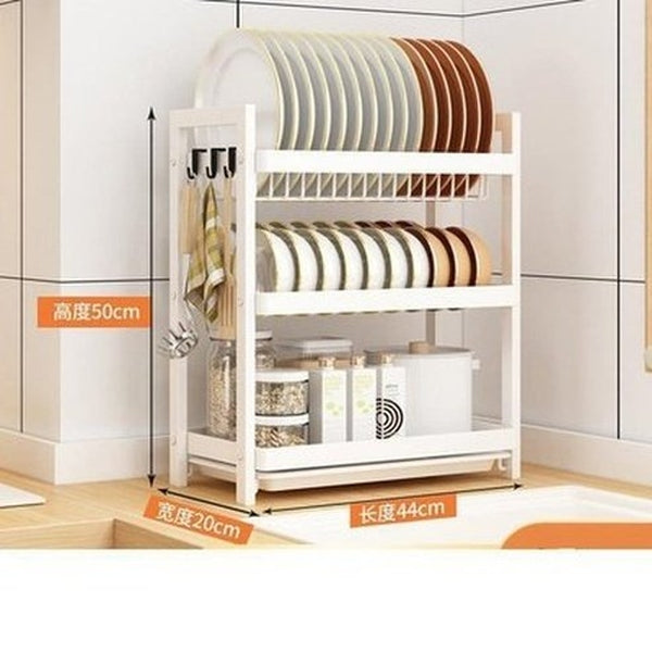 Multi-functional Pantry Kitchen Counter Shelf Organizer Dish Drainer Tableware Drainboard Bowl Plate Drying Rack Spice Storage. Type: Dish Racks & Drain Boards