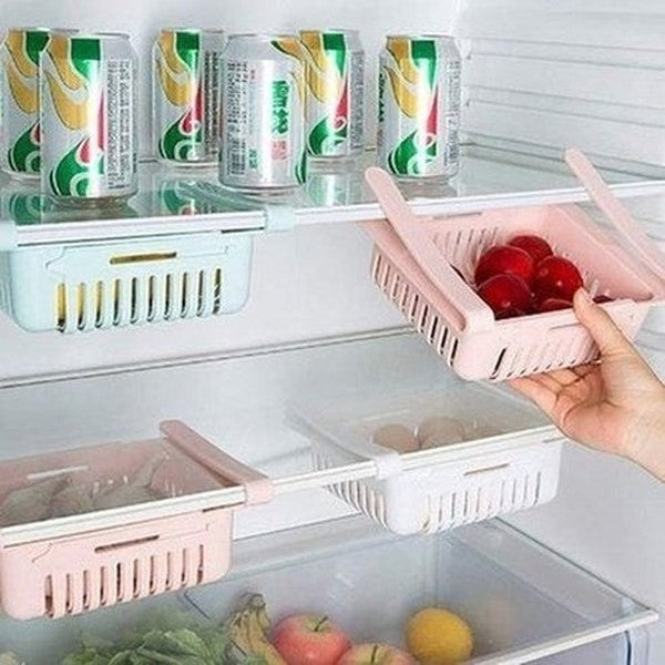 Expandable Food Organizer Basket For Refrigerator Shelf