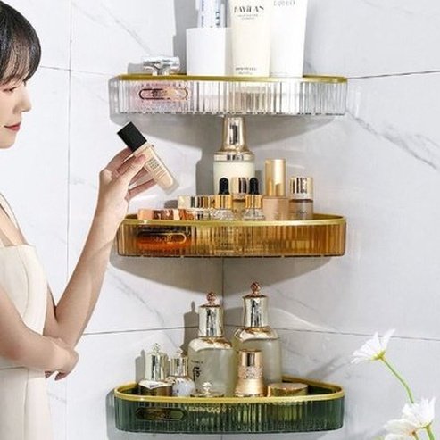 Acrylic Bathroom Corner Shelf, Wall-Mounted Storage Rack for Toilet Shower Room Washroom Sink, Space Saving Organizer