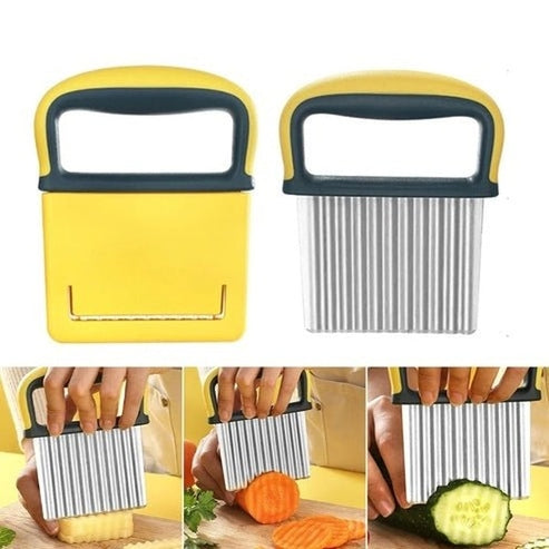 Stainless Steel Crinkle Cut Slicer - Wavy Potato, Vegetable & Fruit Cutter